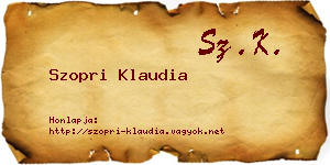 Szopri Klaudia névjegykártya